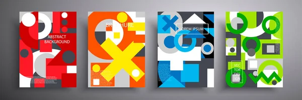 Illustrazione astratta vettoriale di una copertina colorata con elementi geometrici grafici in forma di cerchi. Modello per brochure, copertine, quaderni, striscioni, riviste e volantini, design moderno. — Vettoriale Stock