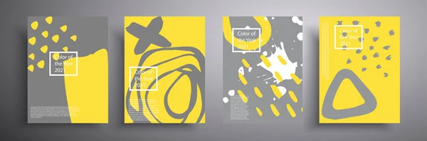 一套时髦的几何图形封面 黄灰相间的流行色彩 矢量图形 为书籍封面 商业年报撰写文章 — 图库矢量图片