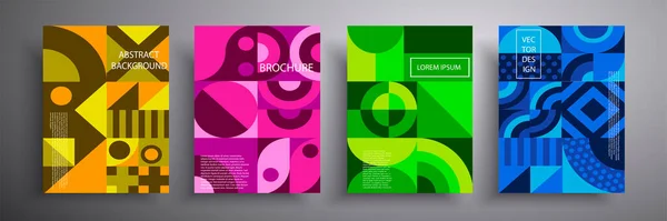 Design geometrico grafico retrò vettoriale. Una collezione di copertine vintage colorate cool. Forme astratte di composizione per copertine di libri, manifesti, volantini, riviste. — Vettoriale Stock