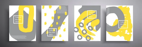 Набор Минималистических Плакатов Абстрактной Композицией Геометрических Фигур Модного Цвета 2021 Лицензионные Стоковые Иллюстрации