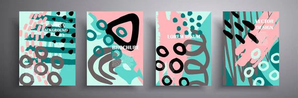 Renkli geometrik poster. Renkli geometrik şekilli şebeke. Modern soyut reklam ilanları arka plan vektör illüstrasyon seti. Geometrik poster şablonu, broşür