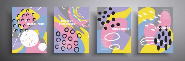 Vektör yaratıcı tasarım. Soyut şekiller ve karalamalarla kaplı. Broşür, kitap, dergi, kartpostal, not defteri vs. için komik kapak şablonu için modern moda deseni.