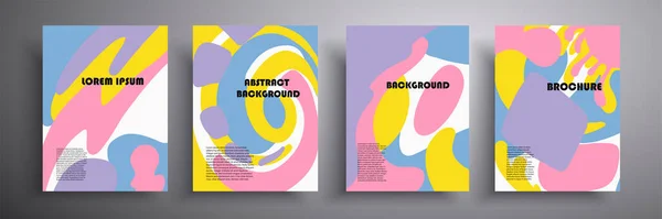 Bir dizi vektör geometrik çizimler. Sıvı desenleri hassas renklerde. Sunum tasarımı, baskı, el ilanları, kartvizitler, menüler, posterler, siteler, ambalaj kapağı