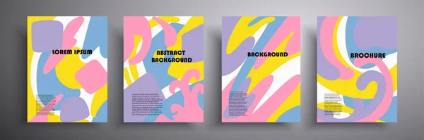 Sıvı renkli kapaklı vektör seti. Akışkan sanat. Tasarım kapağı, sunum, davetiye, el ilanı, yıllık rapor, poster, desing paketleme için uygulanabilir
