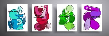 Çağdaş sanatın grafikleri. Soyut kapaklar seti, minimal tasarımı kapsar. Geometrik arkaplan. İç tablolar, posterler, kapaklar veya afişler için ideal