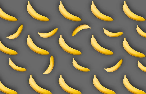 Wzór Całych Żółtych Bananów Różnej Wielkości Koncepcja Zdrowego Odżywiania Tło — Zdjęcie stockowe
