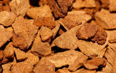 Kuru kahve taneciklerinin makro fotoğrafçılığı. Seçici odak.