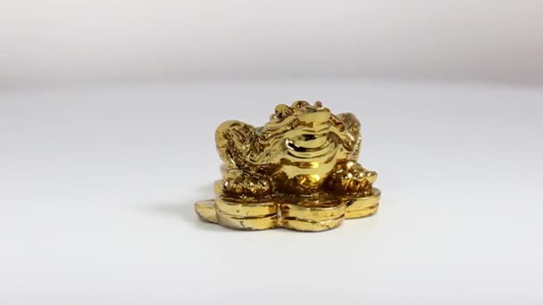 Figure Golden Money Frog Close Attributes Feng Shui Turntable Selective — Stock Video