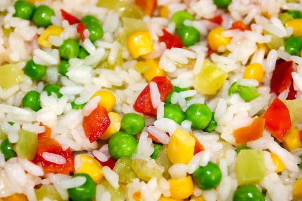 Mezcla Verduras Frescas Con Macro Arroz Comida Saludable Primer Plano — Foto de Stock