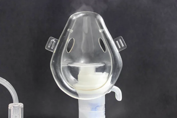 Máscara Inhalador Médico Que Trata Asma Tos Nebulizador Primer Plano — Foto de Stock