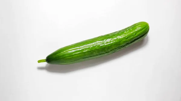 Whole Fresh Cucumber White Background Top View — Stock Photo, Image