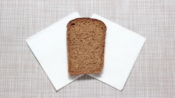 Stop Motion Animation Piece Black Bread Which Ketchup Spices Spread — Stock Video