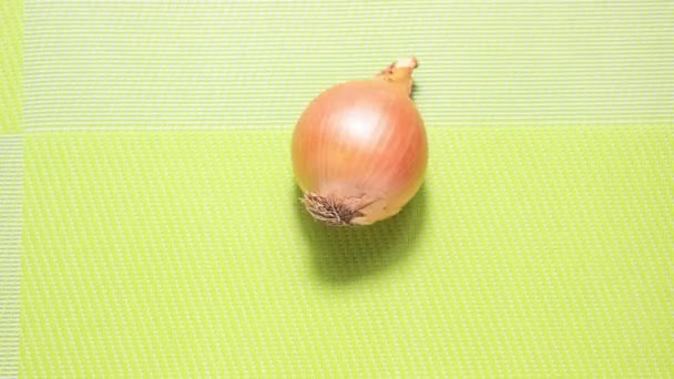 Stop Motion Animation Whole Head Onions Rolled Table Top View — Stock Video