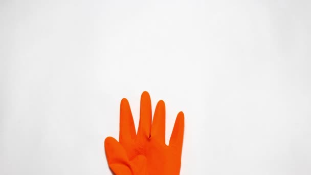 Stop Bewegingsanimatie Een Huishoudelijke Handschoen Waaruit Dille Greens Groeien Het — Stockvideo