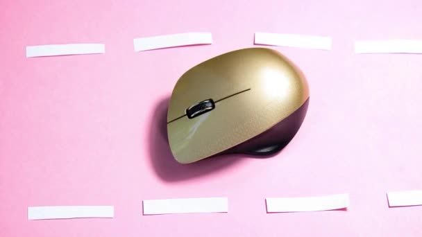 Ferma Animazione Mouse Del Computer Muove Uno Sfondo Rosa Come — Video Stock
