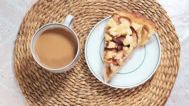 Hentikan Animasi Gerak Pagi Sarapan Makan Roti Dan Minum Kopi — Stok Video