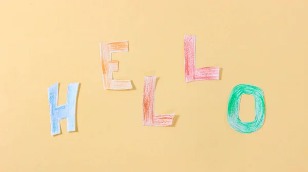 Lettere Colorate Carta Sono Formate Nella Parola Hello Concetto Saluto — Foto Stock