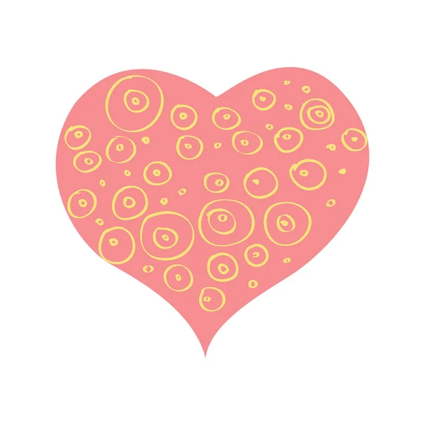 Coeur Dessiné Main Romantique Avec Motif Cercles Décoratifs Valentin Rose — Image vectorielle