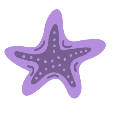 Bir denizyıldızının vektör çizimi. Mor deniz yıldızının düz çizimi