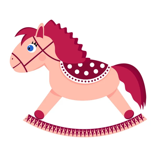 Toy Pink Rocking Horse Vector Illustration Design Element Card Baby — Stock Vector