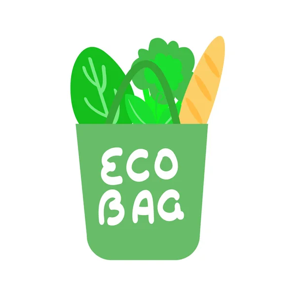 Emblema Saco Ecológico Rótulo Produtos Alimentares Saudáveis Saco Ecológico Conceito — Vetor de Stock