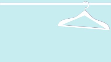 Beyaz bir çubuğa boş beyaz askı. Metnin için mavi arkaplanı olan vektör illüstrasyonu. Tasarım broşürleri, mağaza afişleri, satış sezonu, mağaza reklamları için arka plan