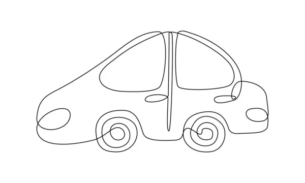 Nepřetržitá Jedna Čára Kreslí Malé Auto Minimalistický Roztomilý Jednořádkový Vektor — Stockový vektor