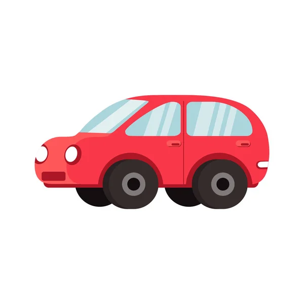 Volumetric Red Cartoon Car Vector Illustration — Stock Vector