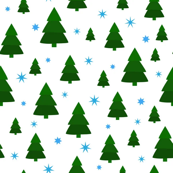 Christmas tree pattern with stars and snowflakes. Vector new year christmas pattern. — Stock Vector