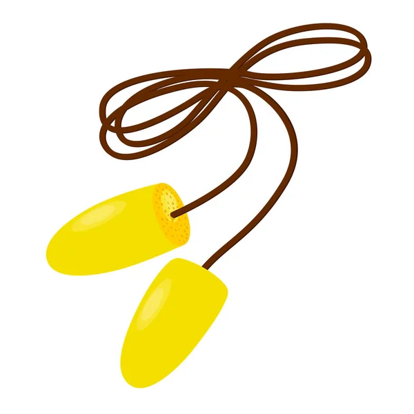 Dantelli sarı kulak tıkaçları. Gürültüye karşı koruma. Düz Çizim — Stok Vektör