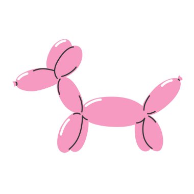 Şirin pembe köpek çizgi filmi - balon. Oyuncak, ev dekoru. Beyaz arkaplanda düz vektör illüstrasyonu