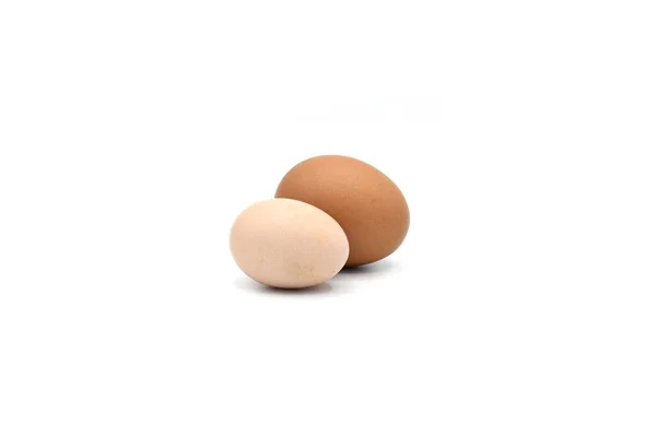 Сравниваю Стандартное Куриное Яйцо Яйцо Бантам Изолированные Белом — стоковое фото