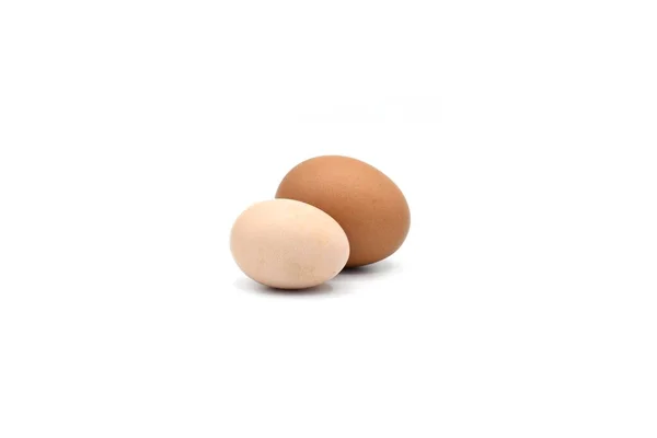 Jämföra Standard Hönsägg Och Bantam Ägg Isolerad Vitt — Stockfoto