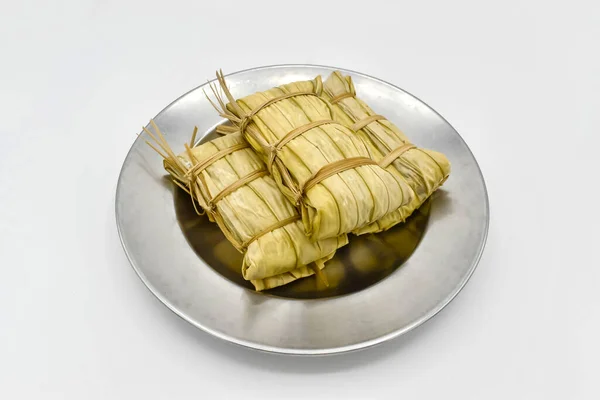 Myanmar Birmania Comida Callejera Tradicional Zongzi Arroz Glutinoso Aislado Sobre —  Fotos de Stock