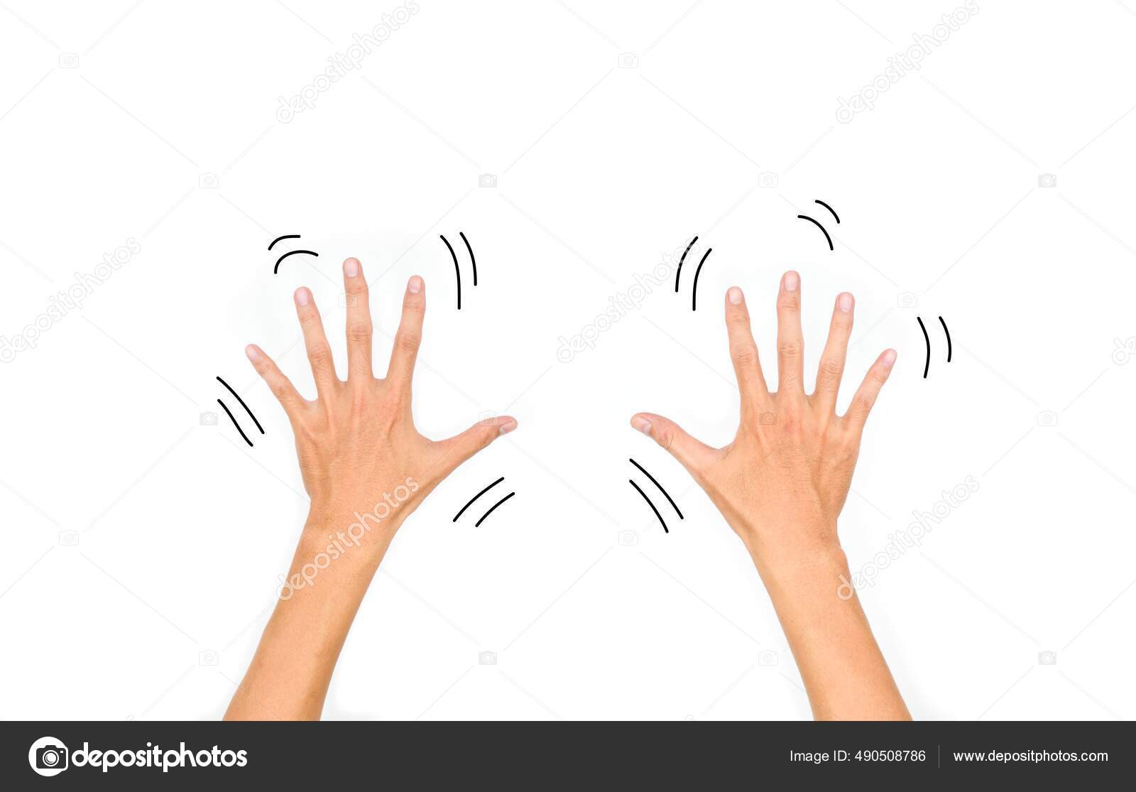 Shaking Hands Essential Tremor Asian Young Man Isolated White Stock