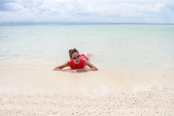 Beautiful Girl With  Travel and Vacation on The Beach enjoying