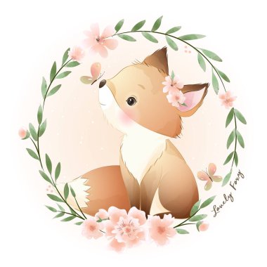 Çiçeklerle süslenmiş şirin bir karalama.