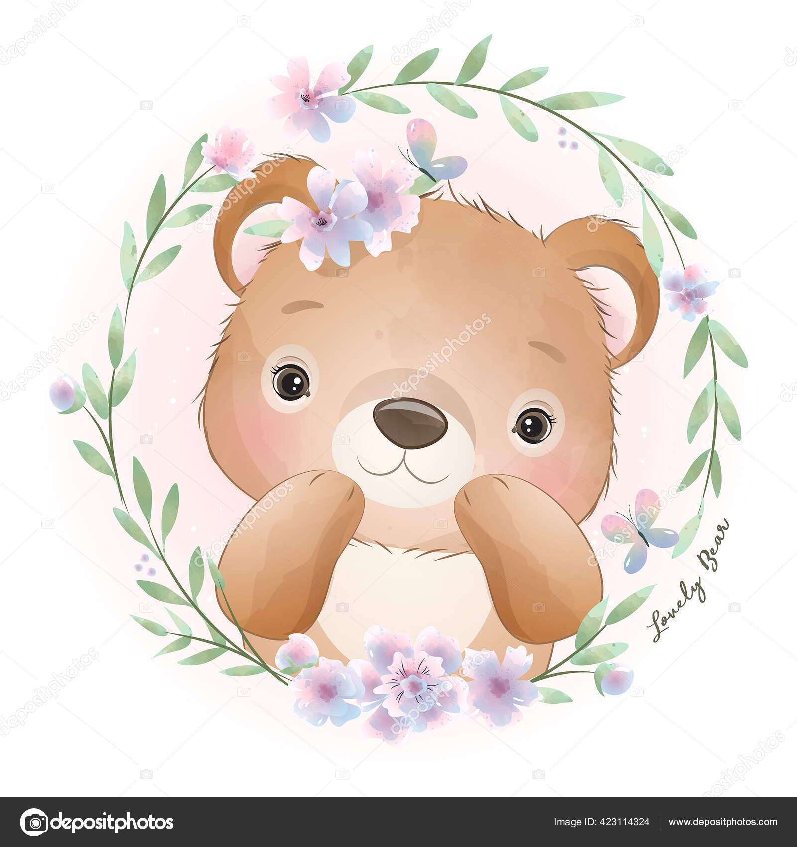 Freepik Cute Teddy Bear With Flowers Cute Doodle Bear Floral