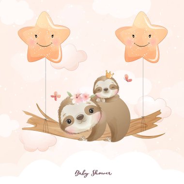 Çiçek resimli şirin bir karalama tembelliği.