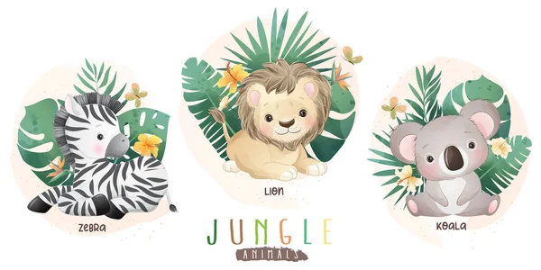 Çiçek koleksiyonu olan sevimli orman hayvanları.