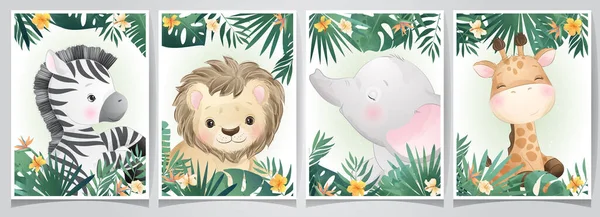 Çiçek desenli şirin karalama hayvanları.