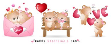 Sevgililer Günü için güzel karalama kuşları.