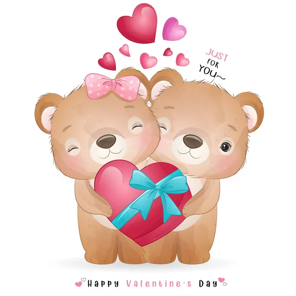 Ours Gribouillé Mignon Pour Saint Valentin — Image vectorielle