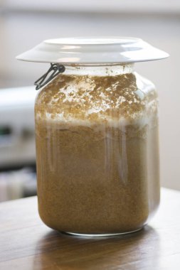 Romen ve Moldova mutfağında buğday ve mısır unundan geleneksel ekşi çorba yapmak için kullanılan mayalanmış bir sıvı olan ev yapımı Bors veya Borsh 'u hazırlamak