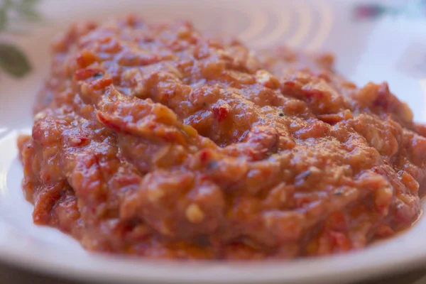 Salata Ardei Copti Типичный Румынский Салат Жареного Красного Перца — стоковое фото