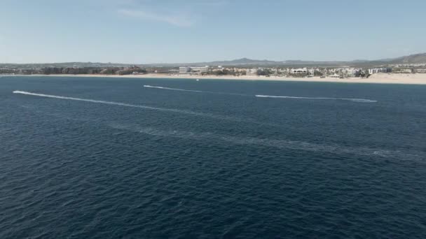 Jet sky riders enjoyed on the Pacific Ocean coast in Mexico — Stock Video