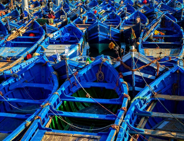 Famosos Barcos Pesca Azul Porto Essaouira Marrocos — Fotografia de Stock