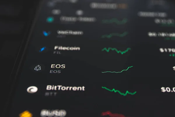 Eos Cryptocurrency Designed Support Large Scale Applications Fees Send Receive — Stock Photo, Image