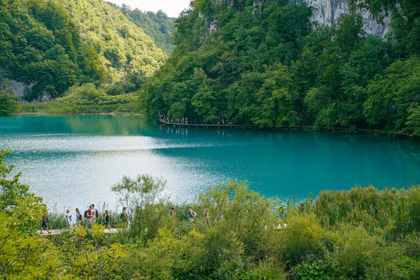 Paisagem Grande Resolução Parque Nacional Dos Lagos Plitvice Uma Famosa — Fotografia de Stock