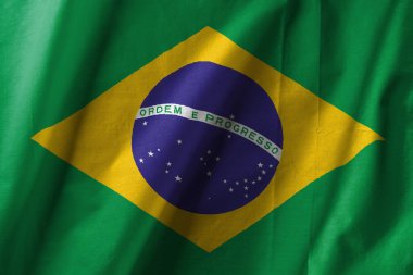 Brezilya dramatik ışıkta bayrak sallıyor. Yüksek kalite fotoğraf